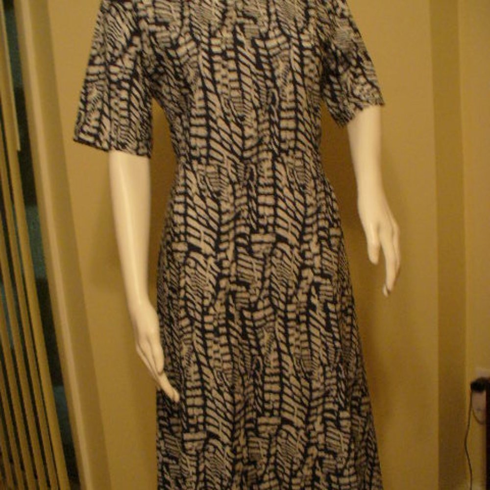 Vintage Navy Blue & White Dress